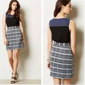 Antropologie Moulinette Soeurs Size 8 Blue Tweed Carrington Sheath Dress